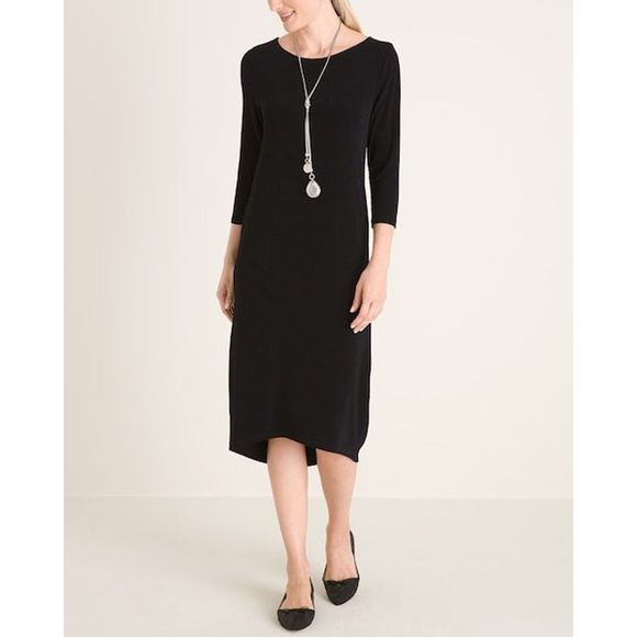 Chico's Dresses & Skirts - Chico's travelers black 3/4 sleeve midi dress